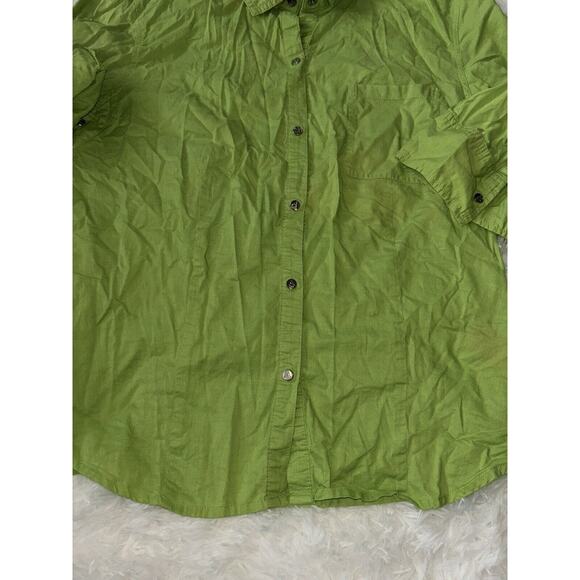 A Line Women’s Sz. 10 Green Roll Up Sleeves Blouse. Cute, Fun - Picture 5 of 9